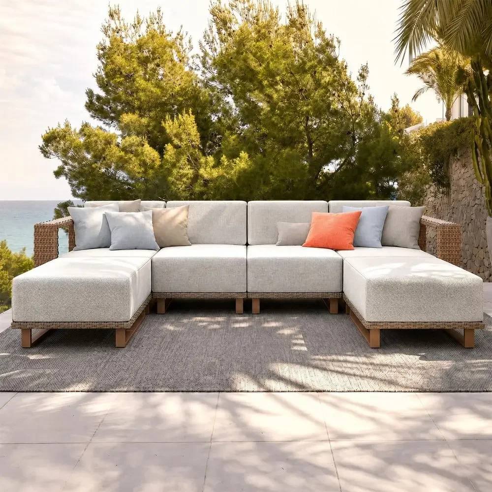 Outdoor Furniture Luxury - Conjunto de sofá de vime para