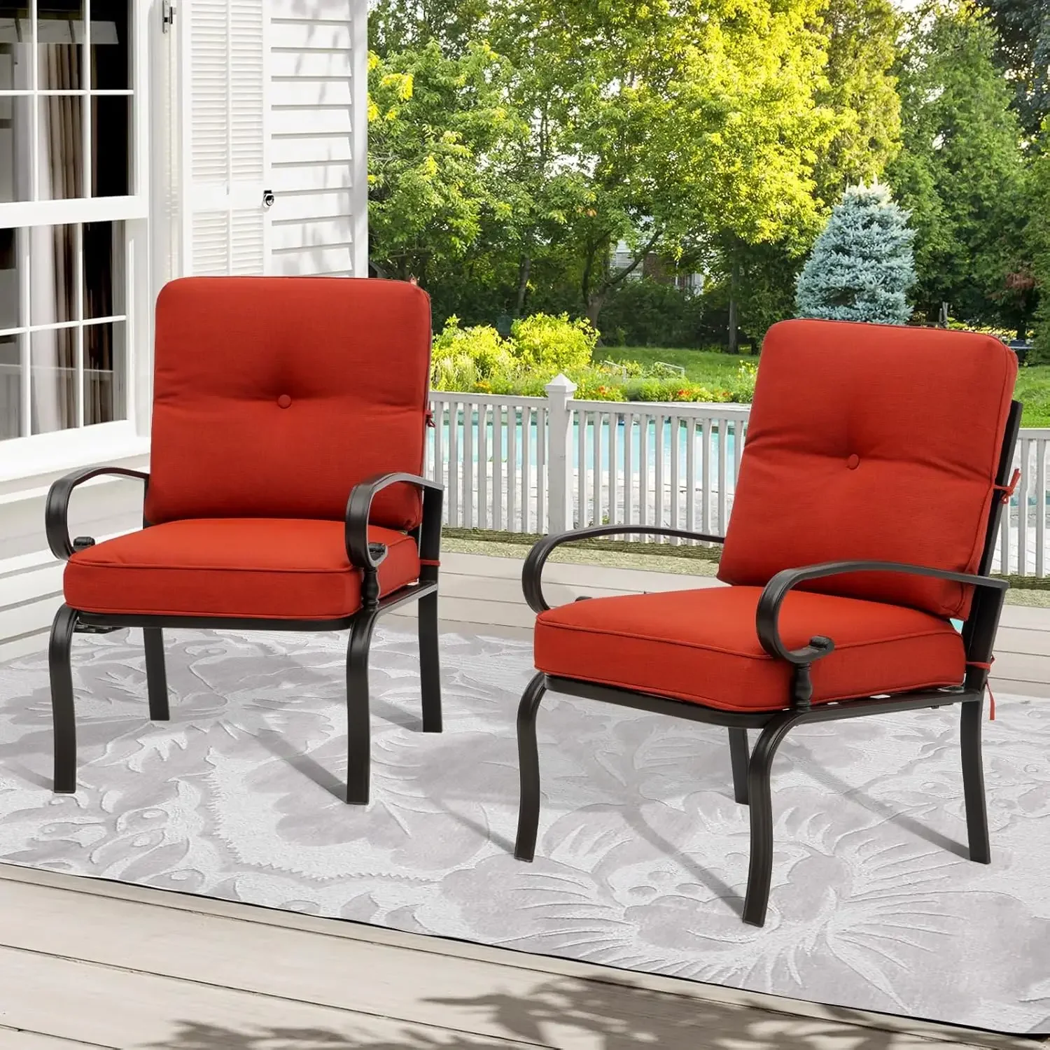 Outdoor Furniture Metal Chairs - Cadeiras de Metal Vermelhas para Bistrô